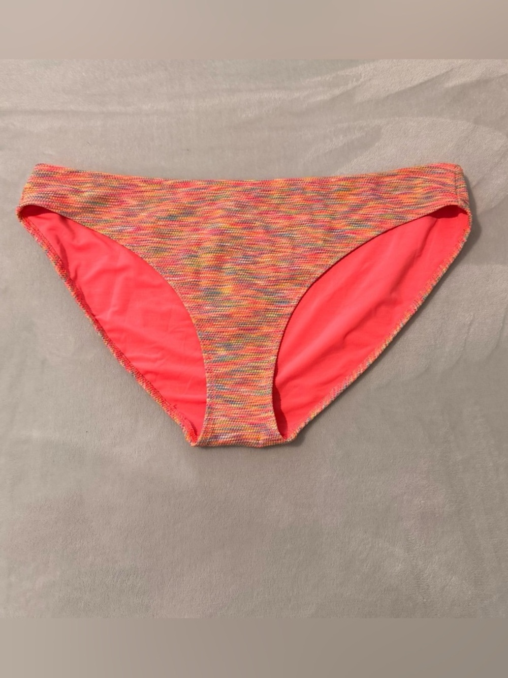 NWT Aerie Neon Space Dye Bikini Bottoms Rainbow Coral Pink Lined Size XL